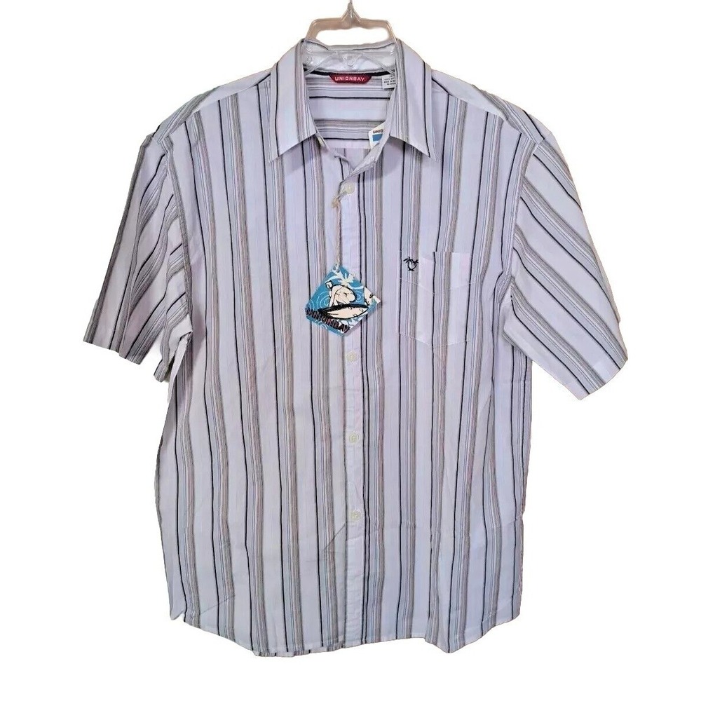 UnionBay Shirt Boys‎ (18-20) Short Sleeve Button-up White Pink Striped New w/tag